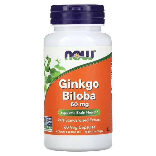 Гинкго Билоба NOW Ginkgo Biloba 60 мг 60 Veg Capsules (NOW-04686)