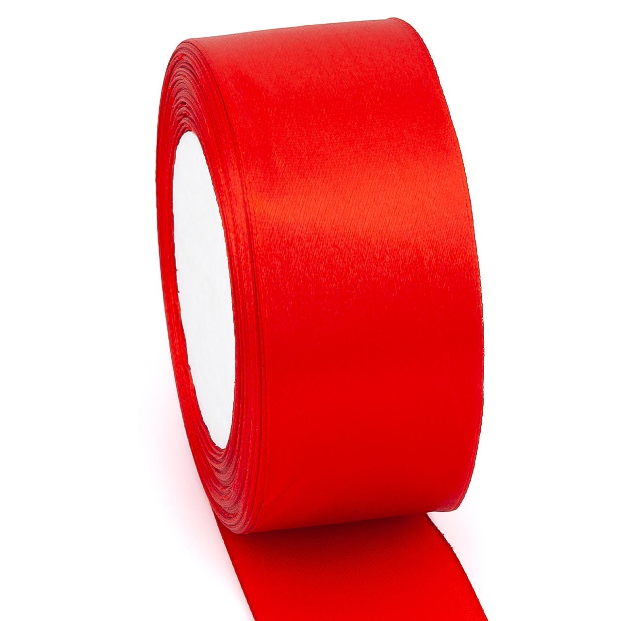 Лента атласная 4 см 1 рулон 23 м Красный (ЛТ0040а07)