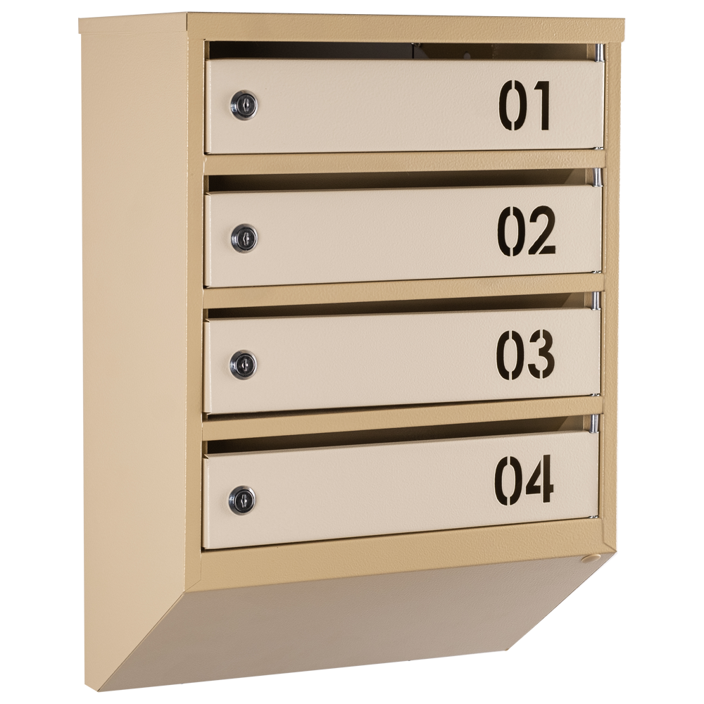 Почтовый ящик многосекционный ЯП04В 4-ячеек с замками Бежевый (21005200)