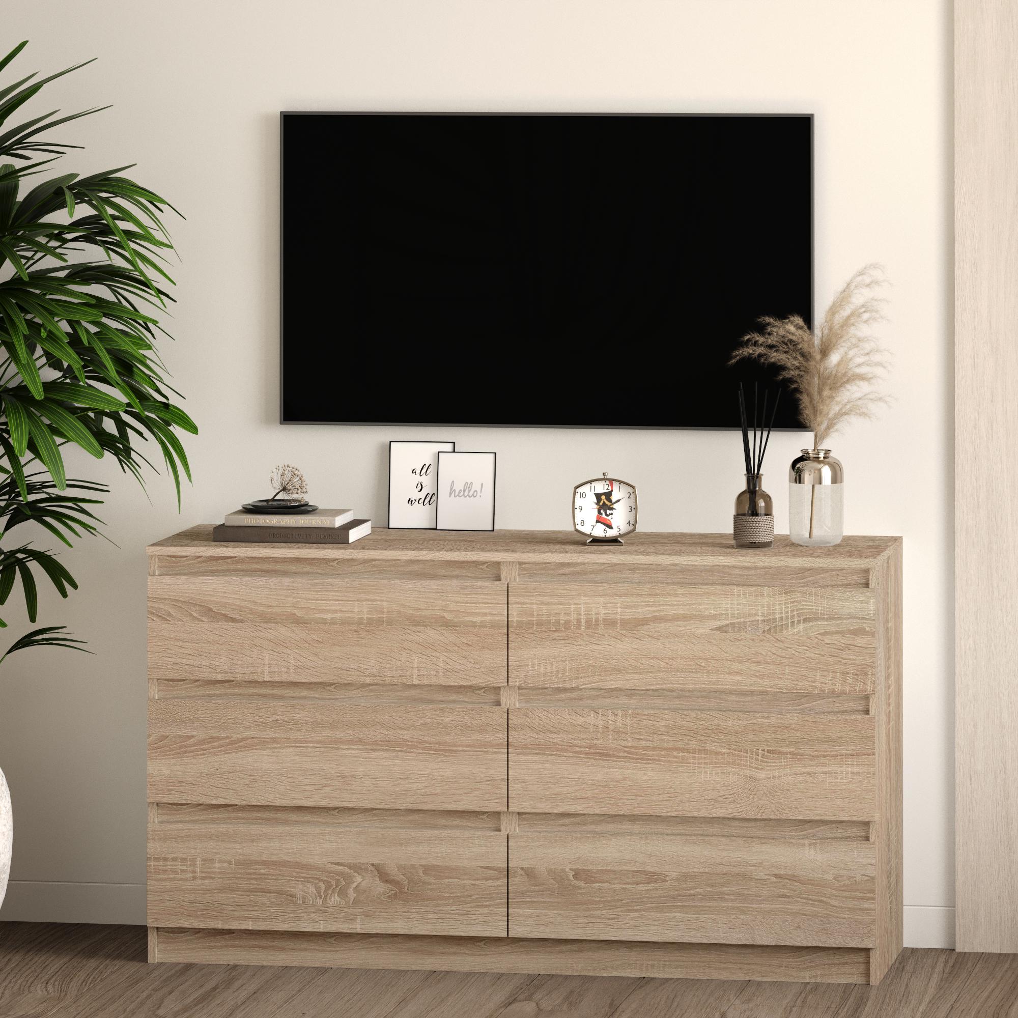 Комод на 6 шухляд без ручок Line TVF6 1400x450x800 мм Дуб Сонома