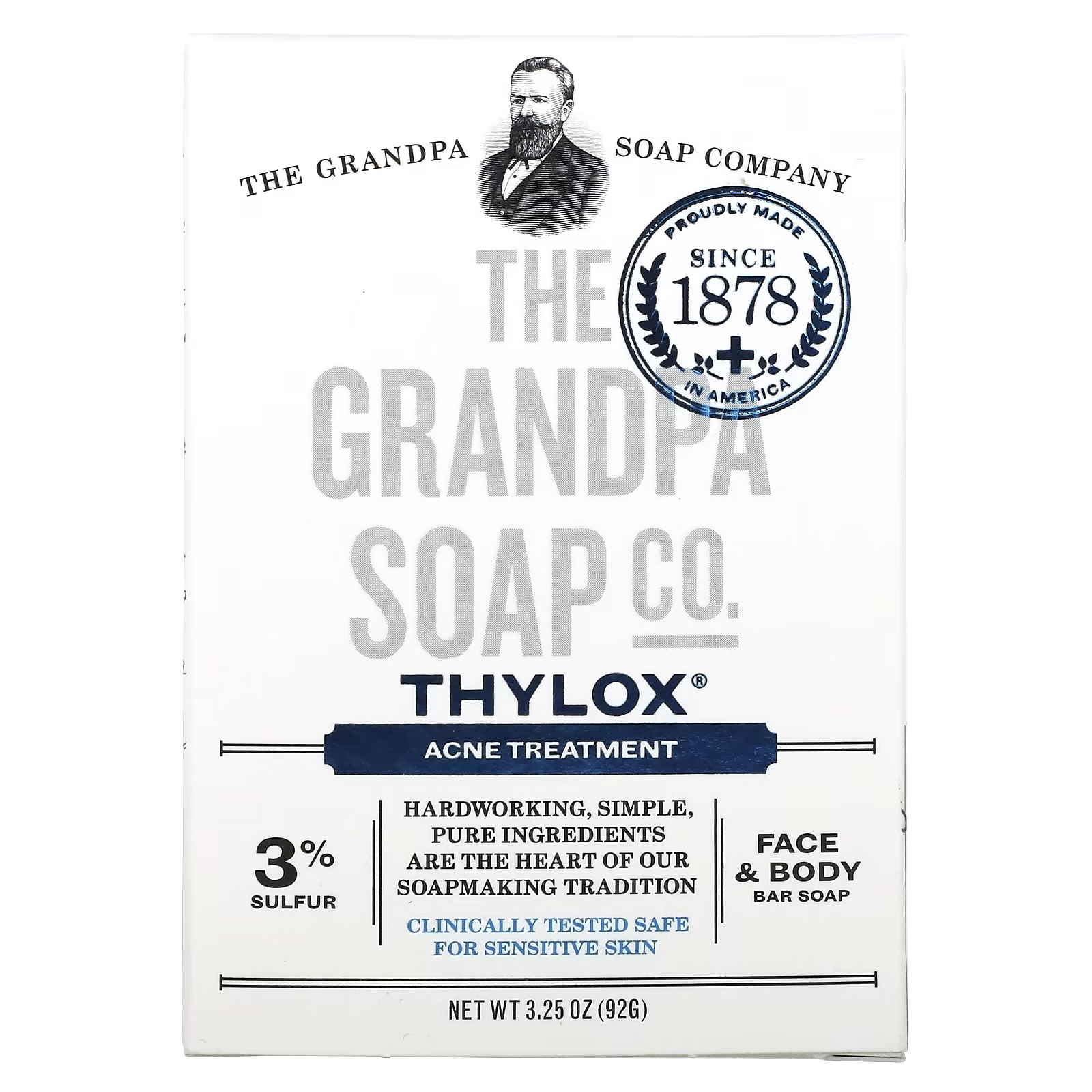 Мыло брусковое The Grandpa Soap Co. Thylox для лица и тела борьба с акне 92 г