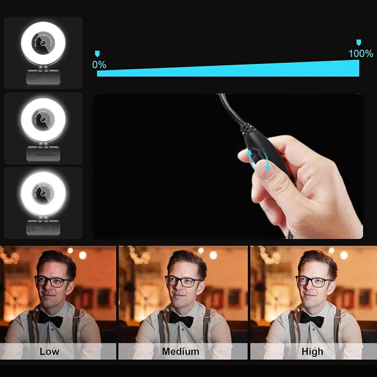 Веб камера full HD 1080P для компьютера/ноутбука стрима со встроенным микрофоном и подсветкой с триногой (01_K05020213450) - фото 6 Веб камера full HD 1080P для компьютера/ноутбука стрима со встроенным микрофоном и подсветкой с триногой (01_K05020213450) - фото 6