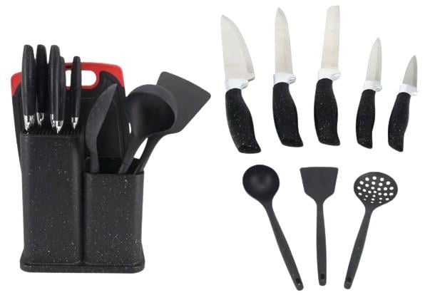 Набір ножів KS-62 Bright Chef з підставкою Чорний (1868756060) - фото 2 Набір ножів KS-62 Bright Chef з підставкою Чорний (1868756060) - фото 2