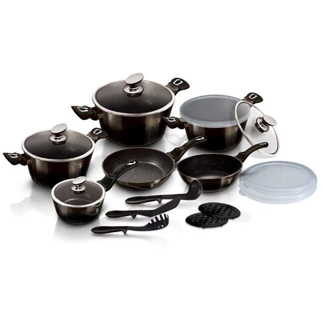 ​Набір посуду Berlinger Haus Metallic Line Shiny Black Collection 18 пр. (BH-6614)