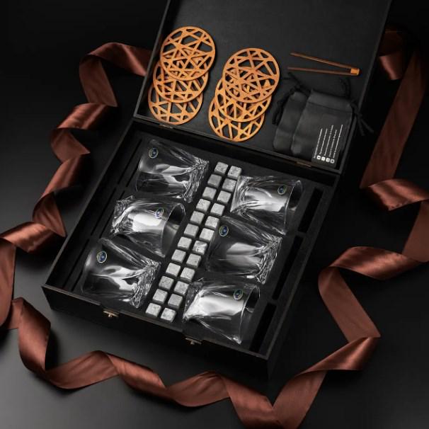 Набор камней для виски Whiskey Stones 24 шт. и 6 стаканов Bohemia Quadro 340 мл - фото 3