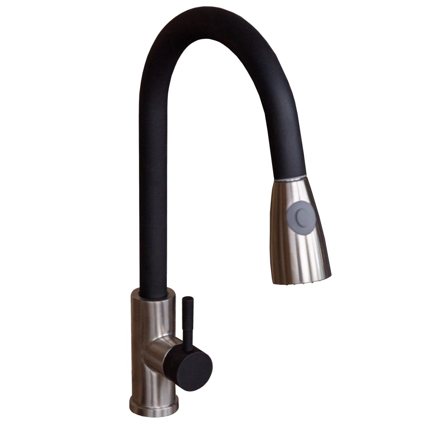 Змішувач для кухні Platinum Germece 8614 PLS-A23696 із висувною лійкою Чорний (158484) Змішувач для кухні Platinum Germece 8614 PLS-A23696 із висувною лійкою Чорний (158484)