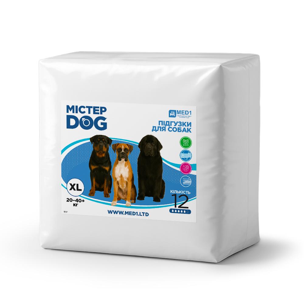 Подгузники для собак Мистер Дог XL 12 шт. (MED1-MD-XL)