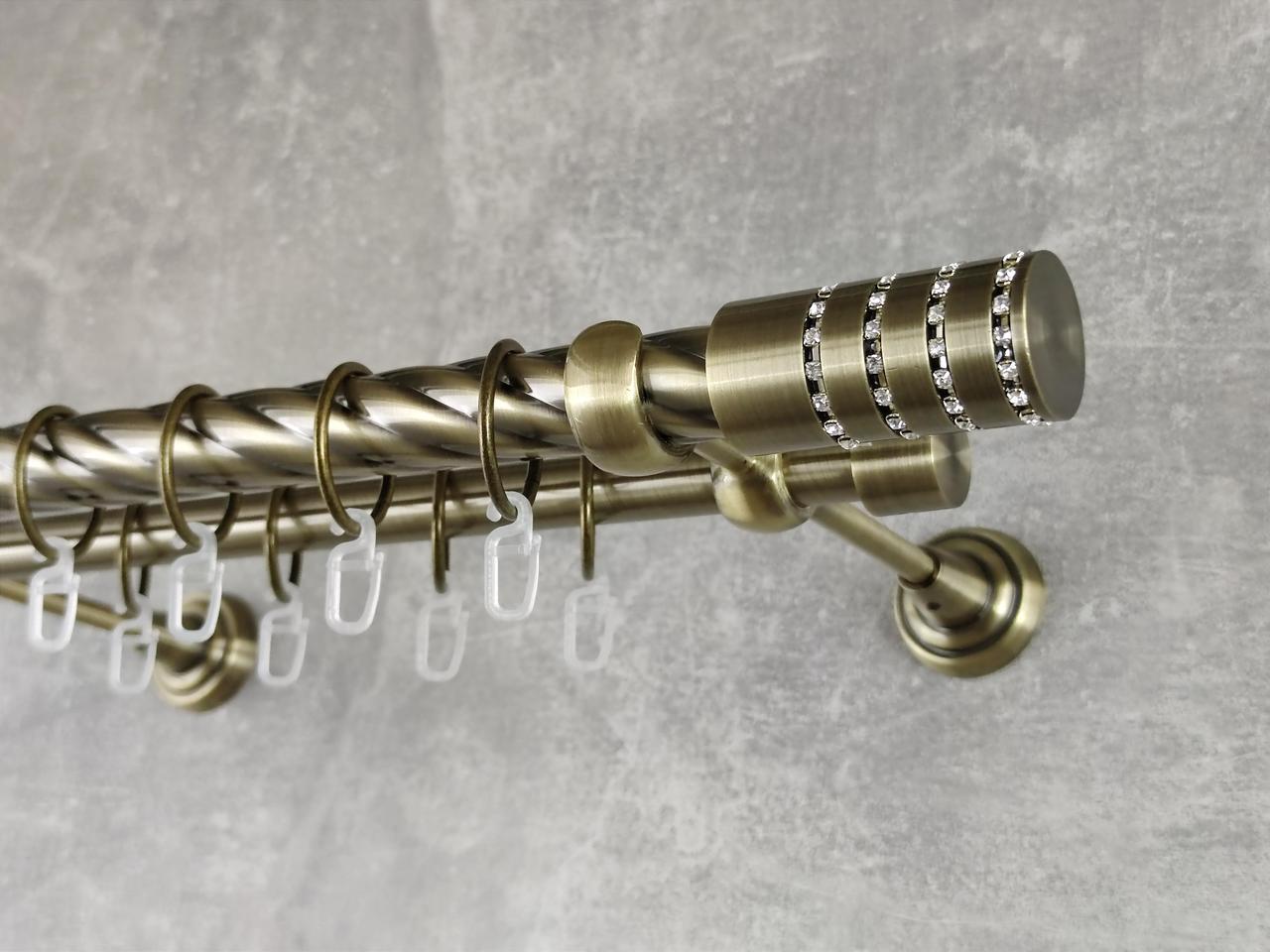 Карниз MStyle металлический для штор двухрядный Барамелла 25/19 мм крученый 400 см Антик (5011776)