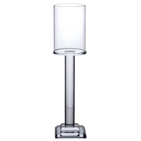 Подсвечник декоративный Cylinder стеклянный на квадратной основе 26 см Прозрачный
