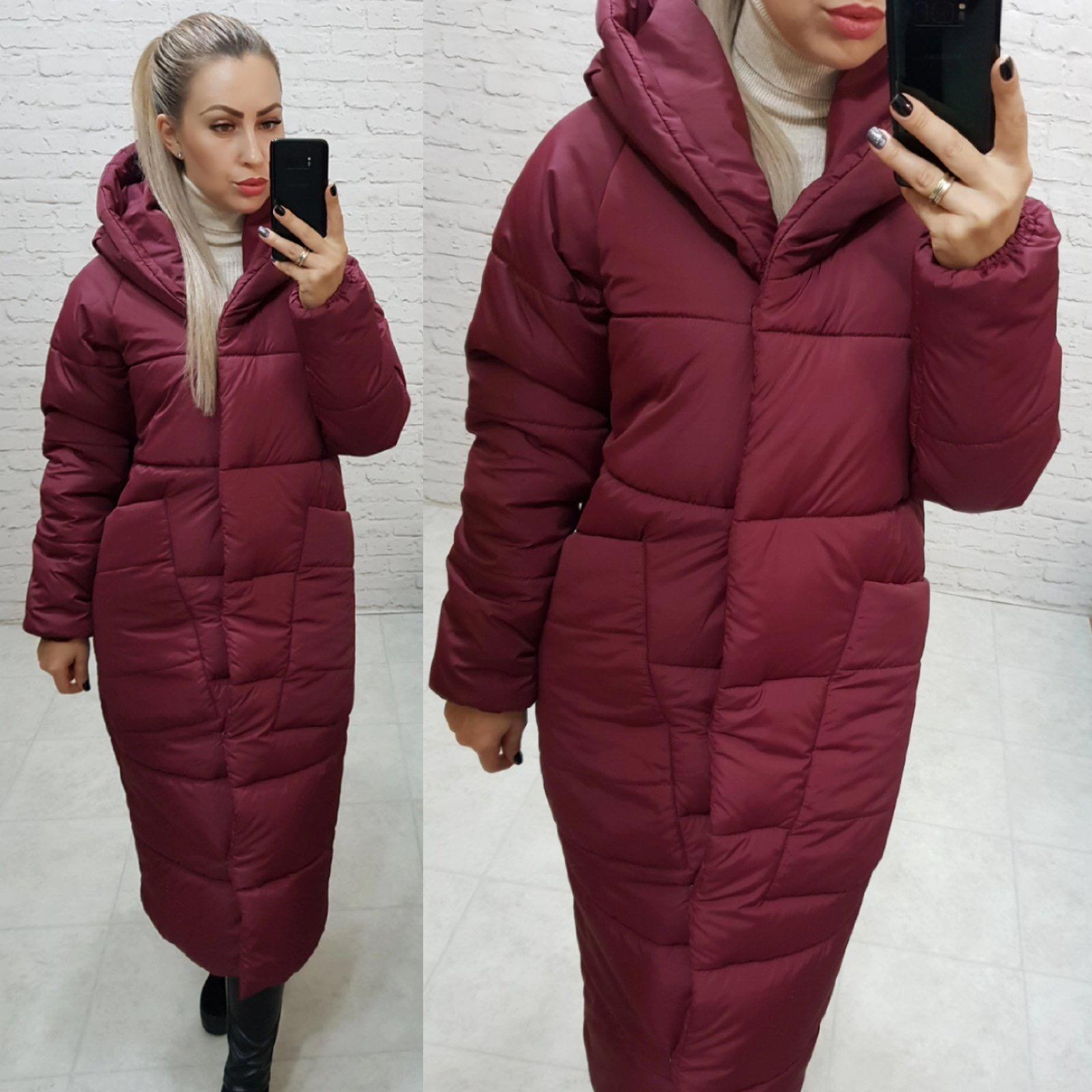 Пуховик об'ємний супер довгий Аiza А500 р. 46-48 Вишневий - фото 3 Пуховик об'ємний супер довгий Аiza А500 р. 46-48 Вишневий - фото 3