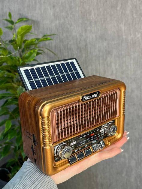 Радиоприемник с солнечной панелью Golon RX-BT6060S с Bluetooth и USB/SD Коричневый - фото 4 Радиоприемник с солнечной панелью Golon RX-BT6060S с Bluetooth и USB/SD Коричневый - фото 4