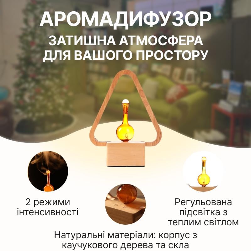Аромадифузор з підсвіткою Doctor-101 Lumière Triangle 2в1 із натурального дерева (2d188e67) - фото 7