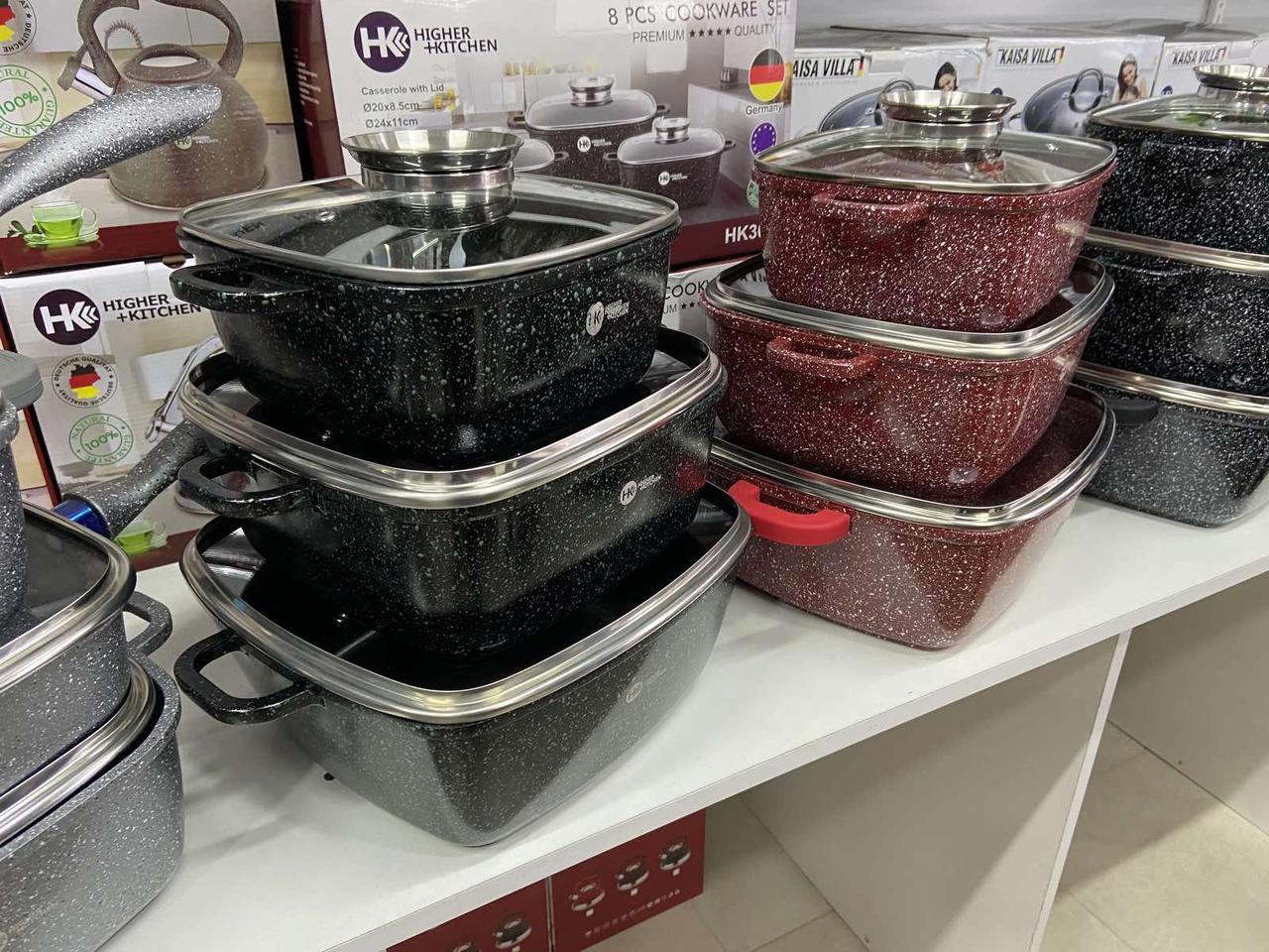 Набір каструль Higher Kitchen HK-302 з гранітним антипригарним покриттям Червоний (12532) - фото 5