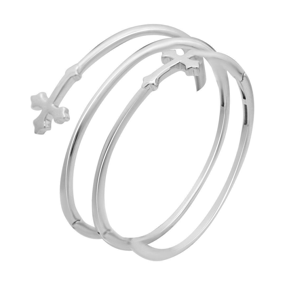 Браслет серебряный жесткий с крестами