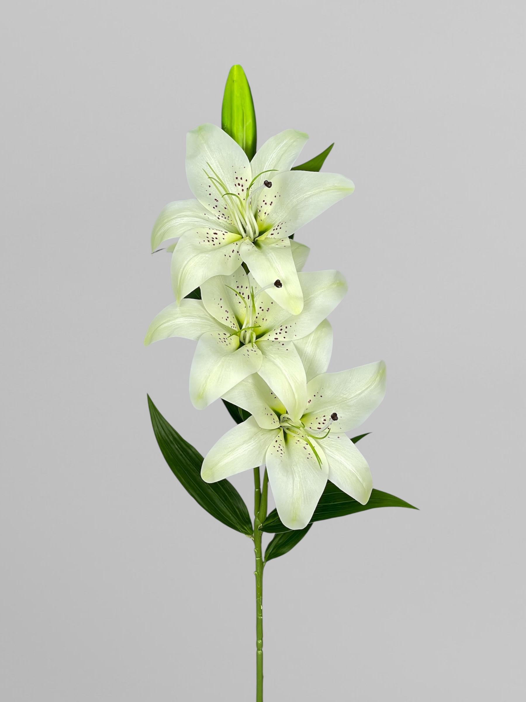 Штучна гілка лілій на 3 суцвіття 95 см Молочний (К11036)