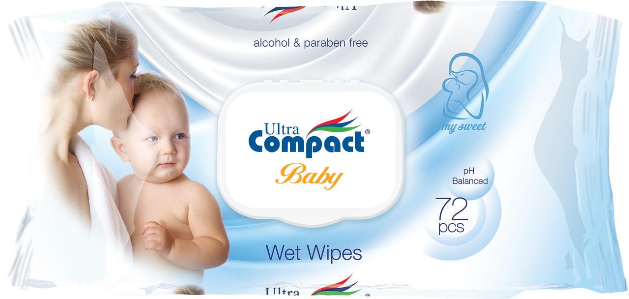 Вологі серветки дитячі Ultra Compact з клапаном 72 шт. (2321564347)