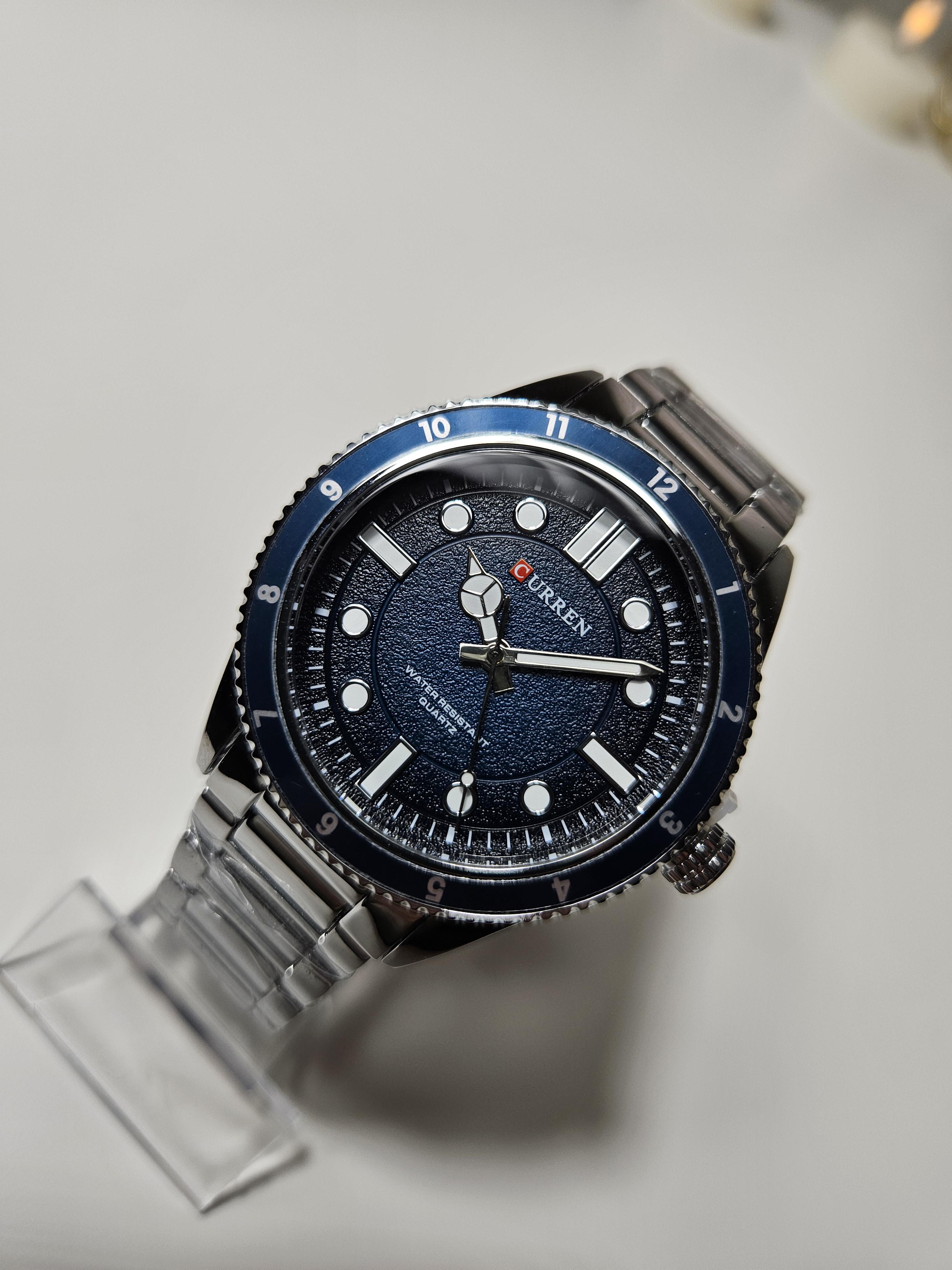 Наручные часы мужские Сurren 8450 Серебряный/Синий циферблатом (1109) - фото 2 Наручные часы мужские Сurren 8450 Серебряный/Синий циферблатом (1109) - фото 2