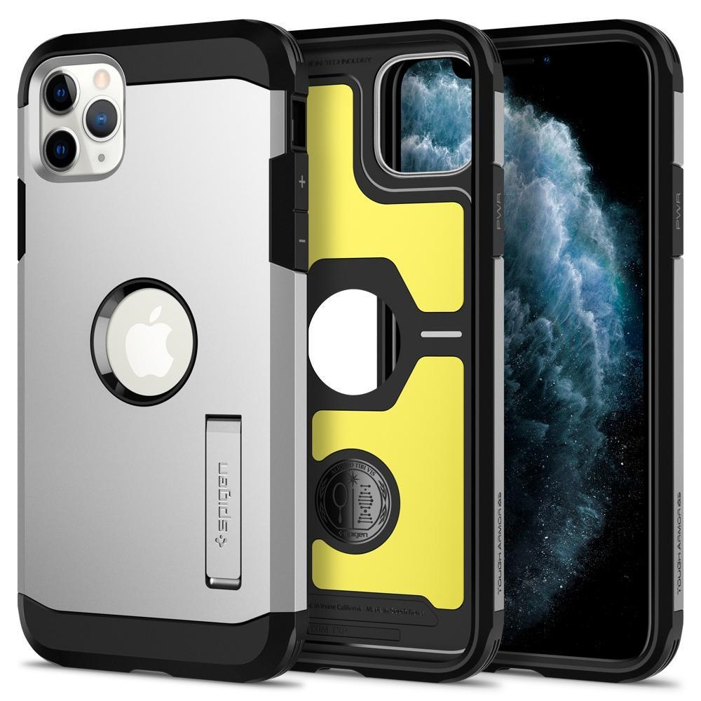 Чехол противоударный с подставкой Spigen Tough Armor XP для Iphone 11 Pro Satin Silver
