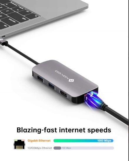 Зарядка для ноутбуков и планшетов MacBook Novoo R7 USB-C 7в1 HDMI 4K USB 3.0 SD/TF PD - фото 5 Зарядка для ноутбуков и планшетов MacBook Novoo R7 USB-C 7в1 HDMI 4K USB 3.0 SD/TF PD - фото 5
