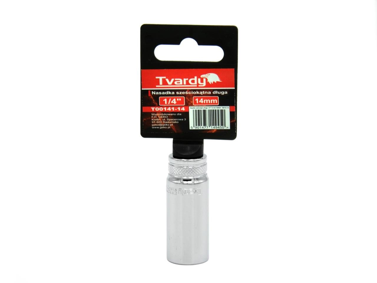 Головка Tvardy хром-ванадієва Cr-V 1/4" 6-гранна 50 мм подовжена 14 мм (T00141-14) - фото 1 Головка Tvardy хром-ванадієва Cr-V 1/4" 6-гранна 50 мм подовжена 14 мм (T00141-14) - фото 1