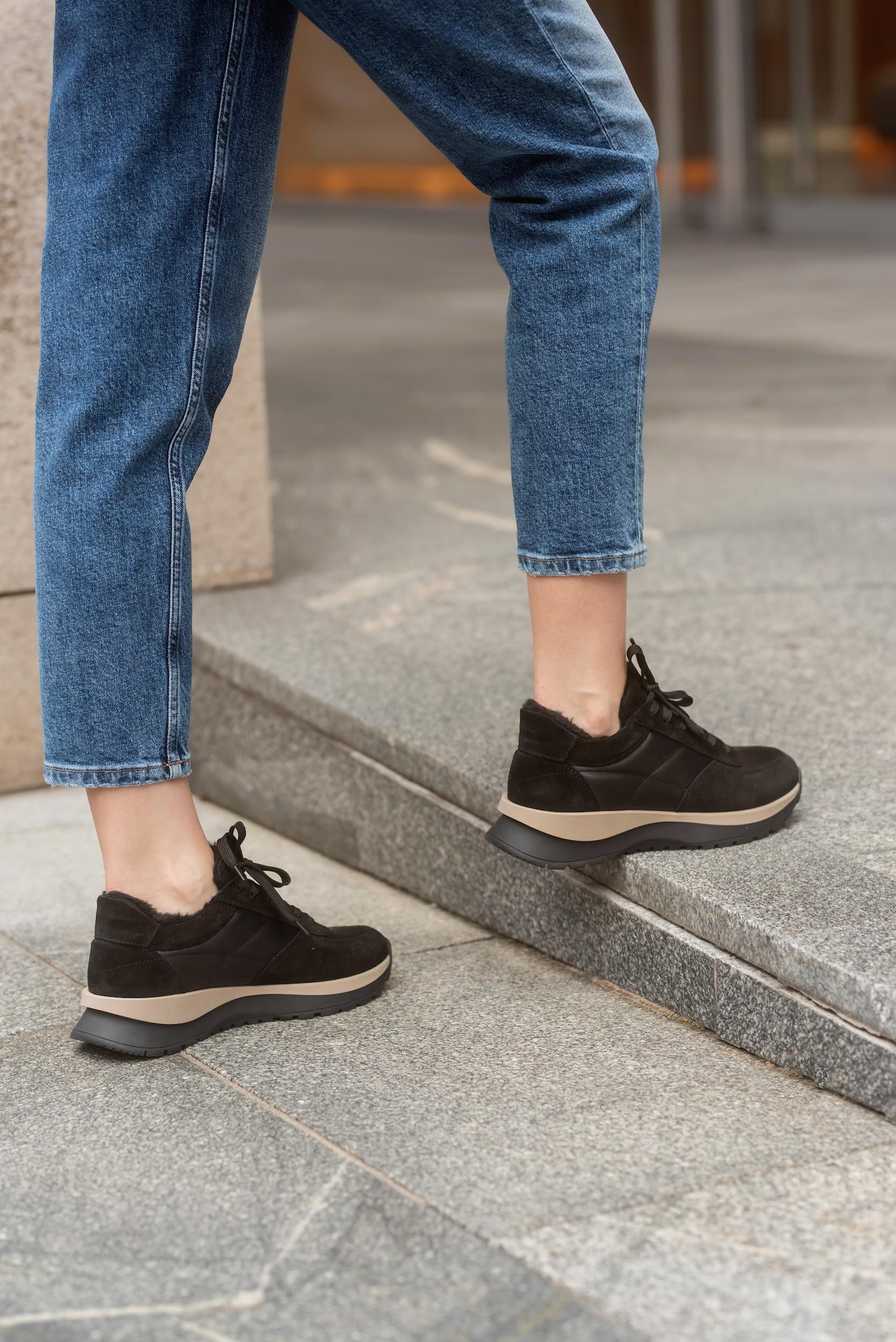 Кроссовки женские кожа и замша на меху р. 40 26 см Черный - фото 15 Кроссовки женские кожа и замша на меху р. 40 26 см Черный - фото 15