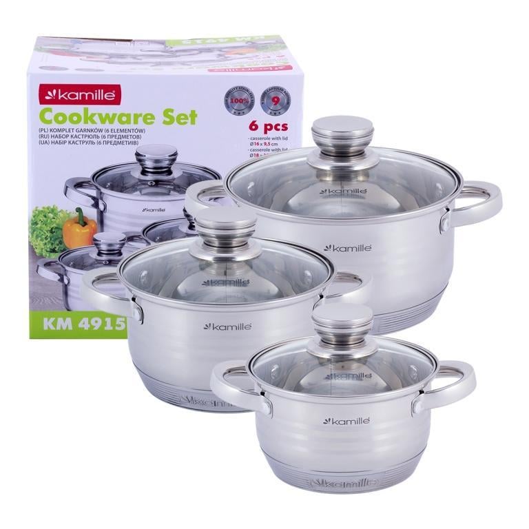 Набор кастрюль Kamille KM-4915 из нержавеющей стали 6 предметов (2332375234)