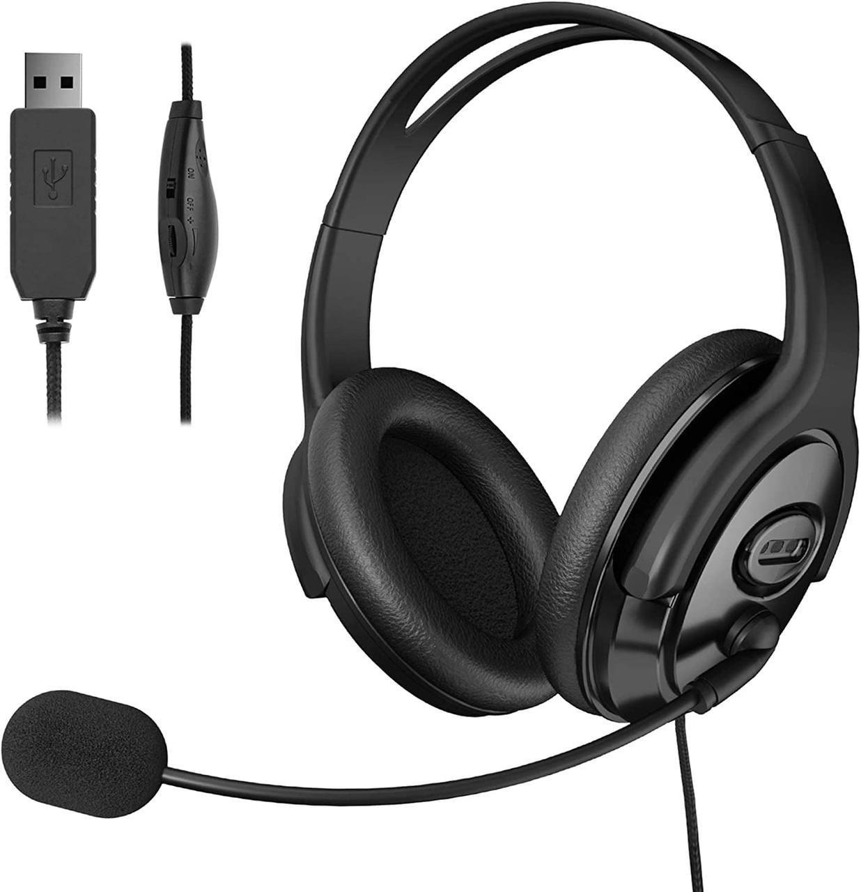 Наушники для ПК USB с микрофоном и шумопоглощением Черный (1654793834)