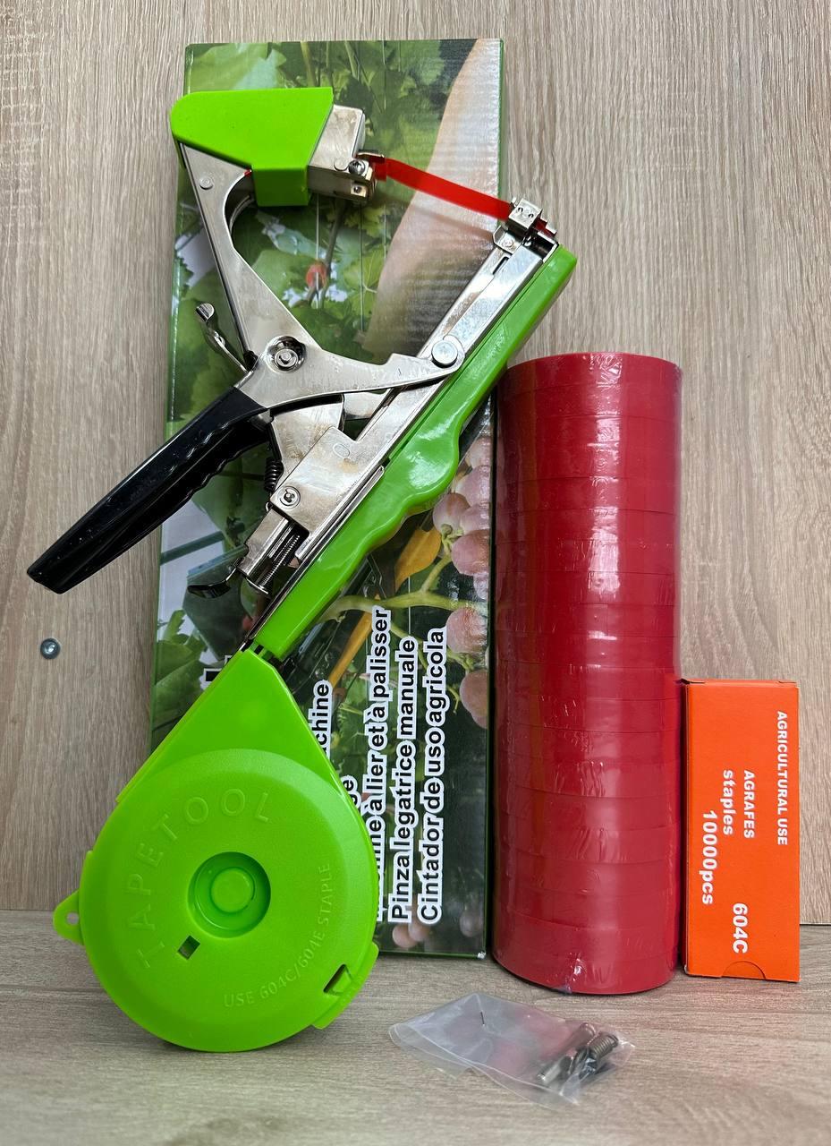 Набор для подвязки винограда/овощ и цветов тапенер Tapetool лента 130 мкр 20 мотков и скобы 10000 шт. - фото 2