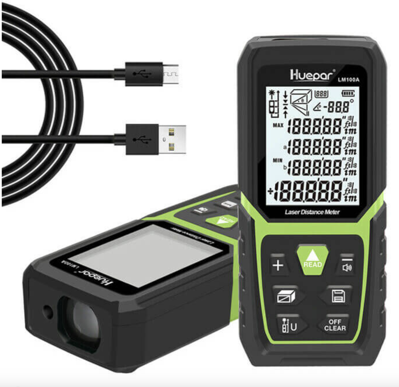 Лазерный дальномер Huepar LM100A аккумуляторный для измерения длины/площади/объема 100 м (25988470) - фото 4 Лазерный дальномер Huepar LM100A аккумуляторный для измерения длины/площади/объема 100 м (25988470) - фото 4