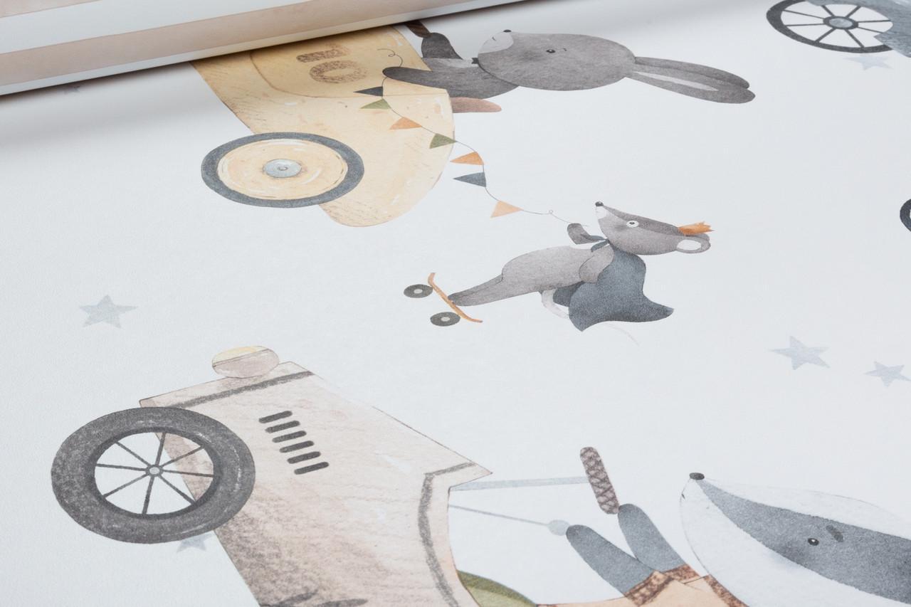 Шпалери флізелінові RASCH Kids World 2 301878 Декор вініл гарячого тиснення 0,53х10,05 м Бежевий