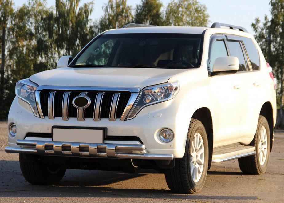 Передняя защита ST015 CAN для Toyota Land Cruiser Prado 150 нержавеющая сталь Хром