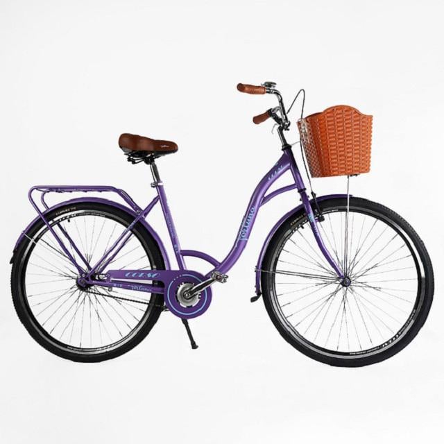 Велосипед міський Corso Fortuna 28" одношвидкісний/сталева рама 20"/кошик/багажник Violet (162953)