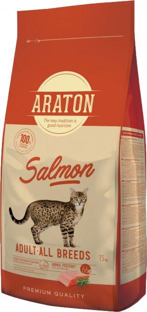 Корм сухий повноцінний для дорослих котів ARATON SALMON All Breds з лососем 15 кг (11236911)