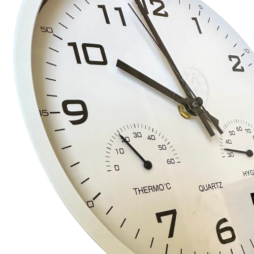 Годинник настінний Timelike M-02-W з термометром та гігрометром 25 см Білий (1962435454) - фото 2