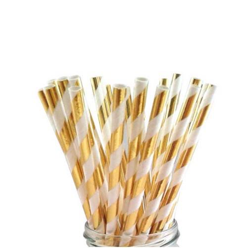 Трубочки коктейльные 25 шт. 20 см Золотисто-белый (2108/2) - фото 3