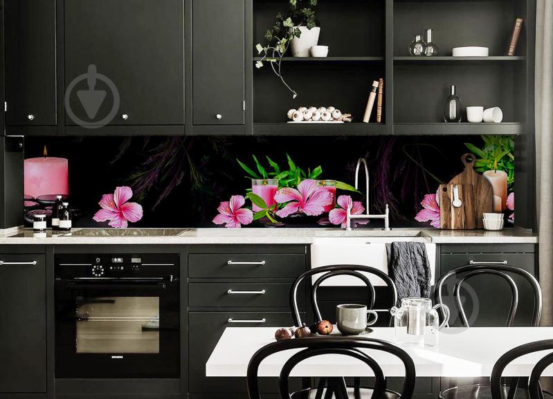 Скинали на кухню Zatarga «Розовый Гибискус» 650х2500 мм виниловая 3Д наклейка кухонный фартук самоклеящаяся Z180723/1