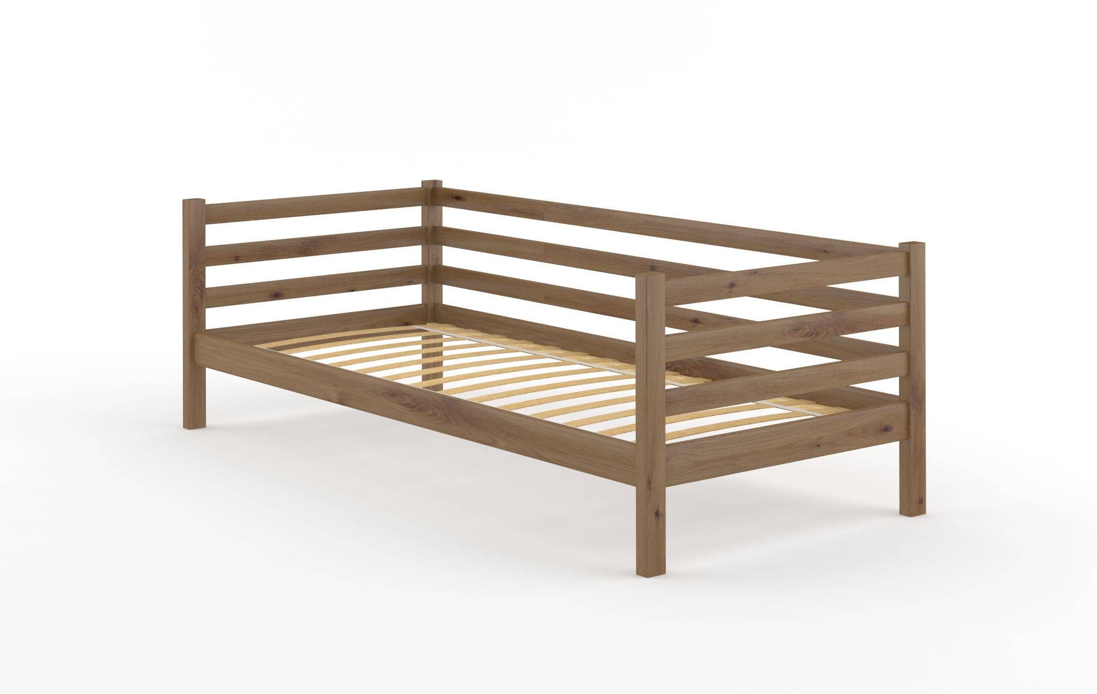 Ліжко дитяче MebiGrand Ніка з заднім бортиком 120х200 см Горіх світлий (DMBG-2592)