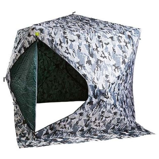 Палатка зимняя GreenCamp Куб утепленная 200x200x205 см камуфляж Белый (GS-1990 ws)