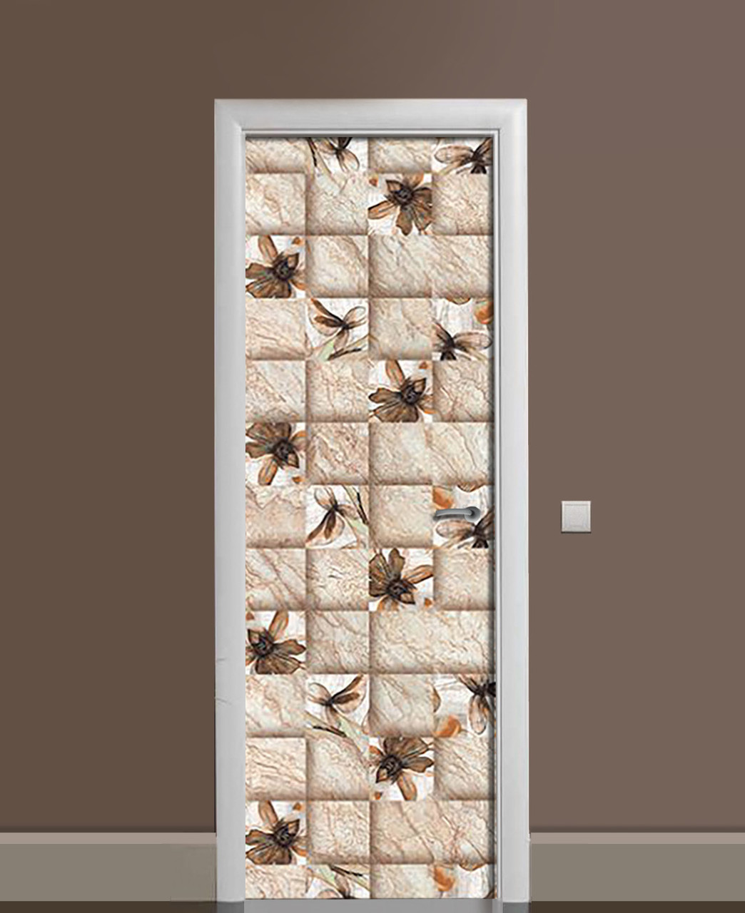 Наклейка 3D на дверь Zatarga "Охровая плитка" виниловая 650х2000 мм