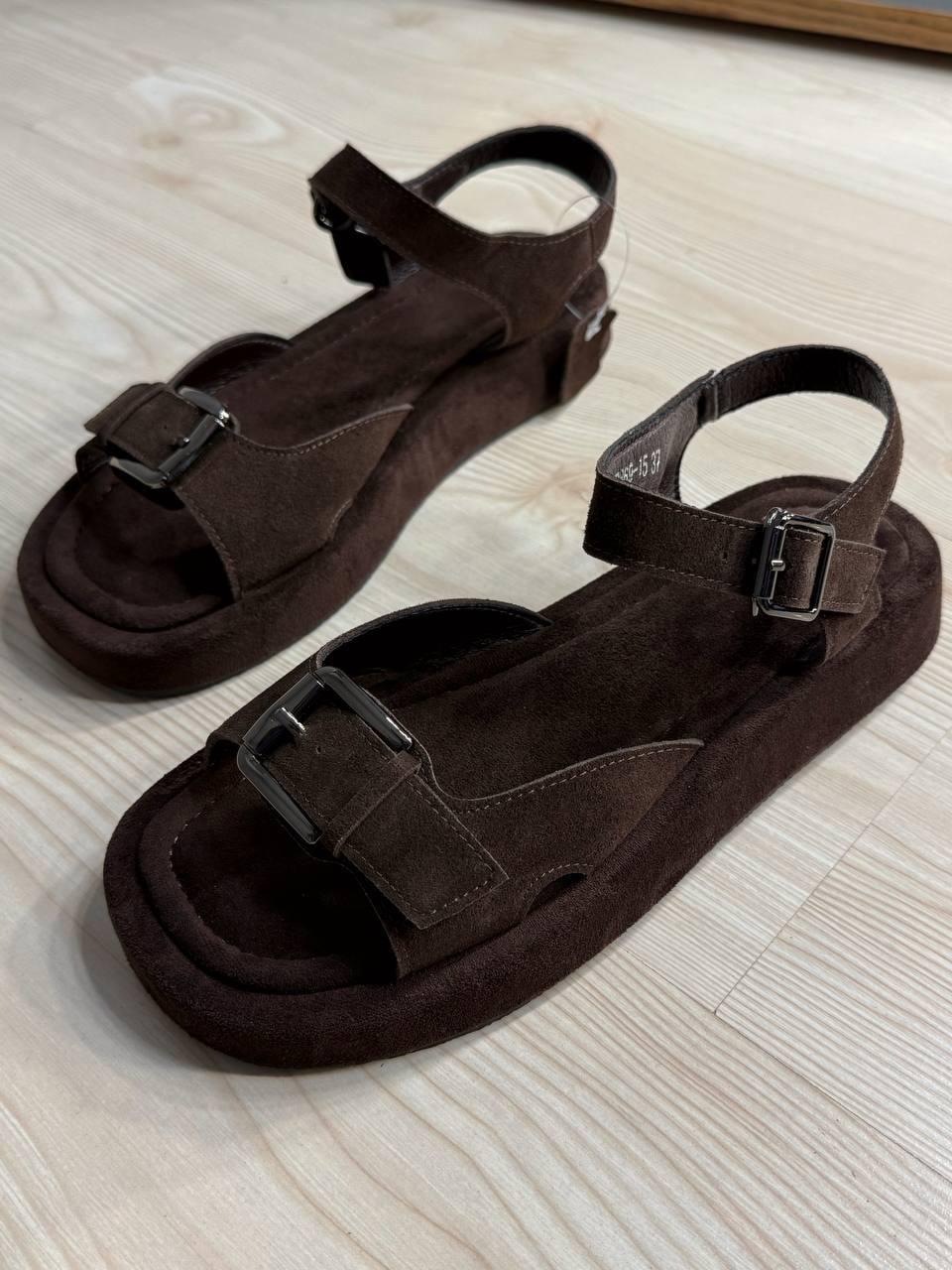 Сандали женские Meideli 869-15 замшевые на платформе с пряжкой р. 37 Коричневый (7189)