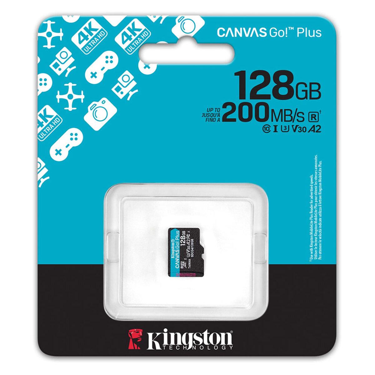 Карта памяти Kingston Canvas Go! Plus 128 GB microSDXC UHS-1 U3 class 10 A2 V30 R170MB/s W90MB/s (SDCG4/128GBSP) - фото 3