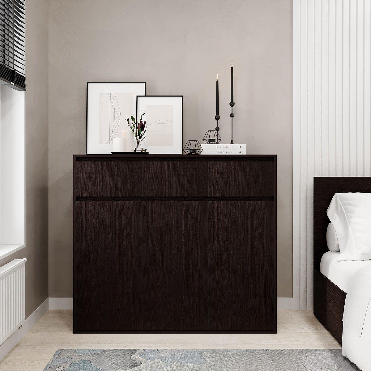 Комод AiH Light на 3 шухляди та 3 дверцят ламіноване ДСП 120x104x42 см Венге (LT02050000000)