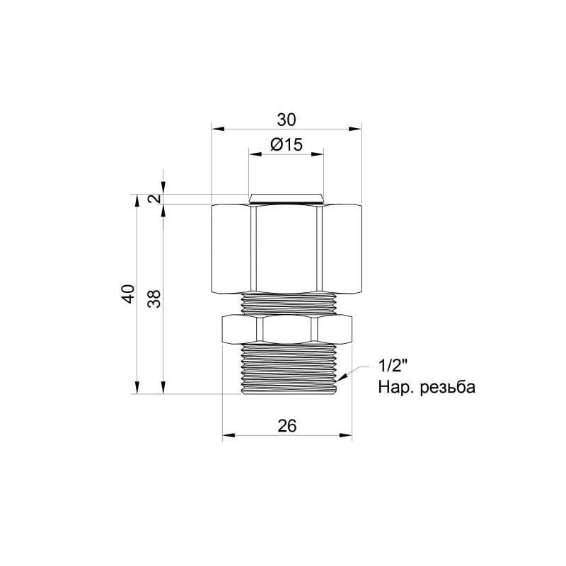 Перехідник обтискний SD Plus 20х1/2" ЗР (SD154W2015) - фото 2
