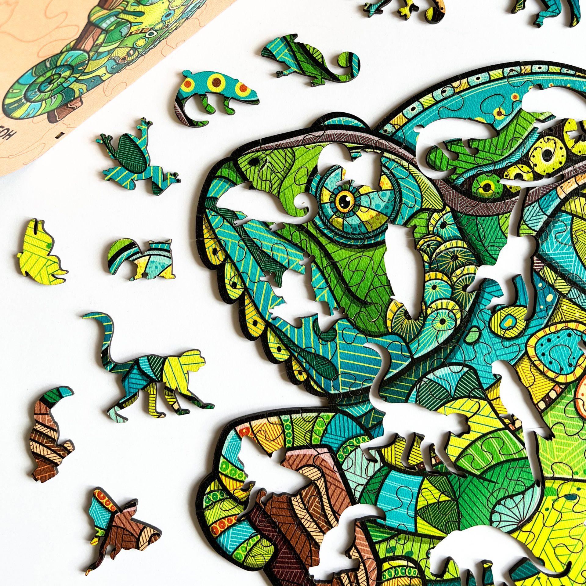 Пазл дерев'яний THEGRAVIX Хамелеон фігурний (28165013) - фото 3