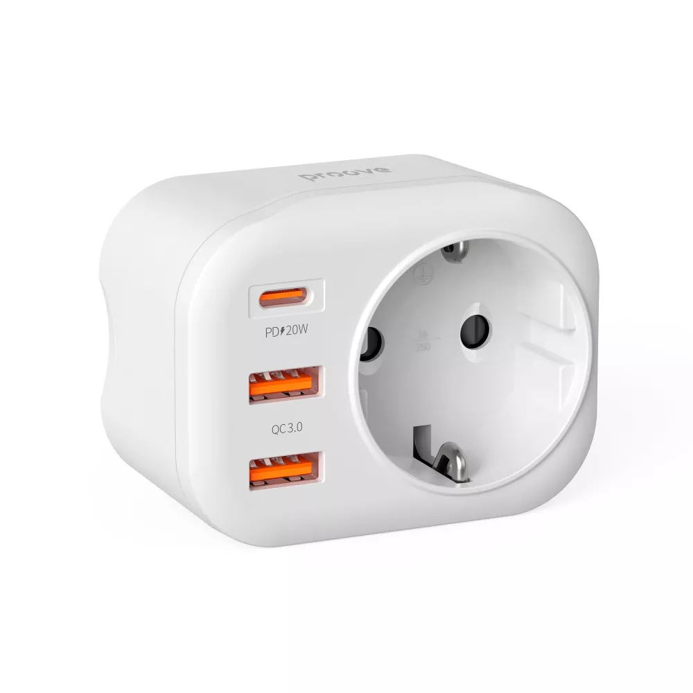 Розетка-розгалужувач багатофункціональна Proove Multifunctional Socket PD-01 EU 1AC 1 Type-C 20W 2 USB (44889) - фото 4