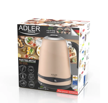 Електрочайник сталевий Adler з РК-дисплеєм та контролем температури 1,7 л Бежевий (28432301) - фото 8 Електрочайник сталевий Adler з РК-дисплеєм та контролем температури 1,7 л Бежевий (28432301) - фото 8