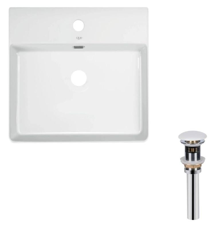 Раковина підвісна прямокутна Qtap Nando LT 500х420х130 мм с донним клапаном PU02O White (QT12112173SWN47323)