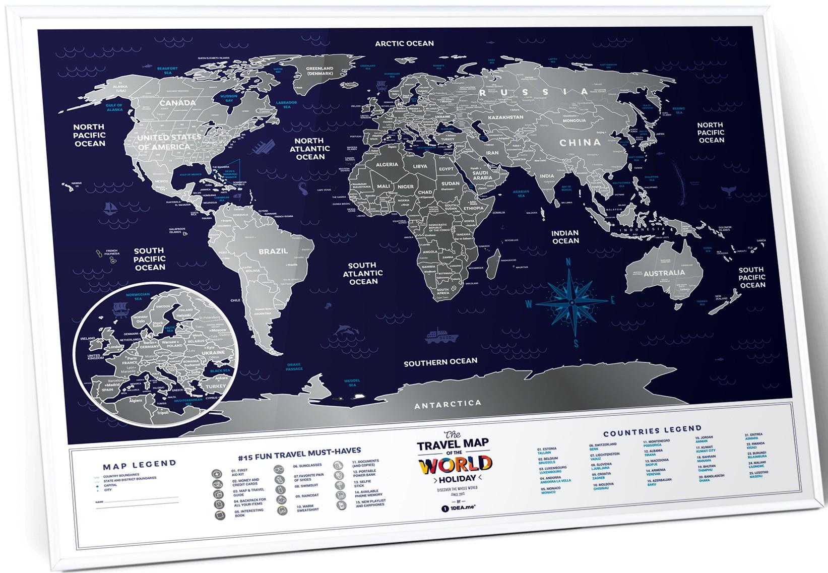 Скретч карта 1DEA.me Travel Map Holiday World в раме (HWF) - фото 7