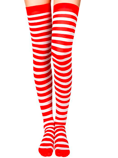 Чулки полосатые капроновые One size Красный с белым (K3-29-1762-ЧЕБ)
