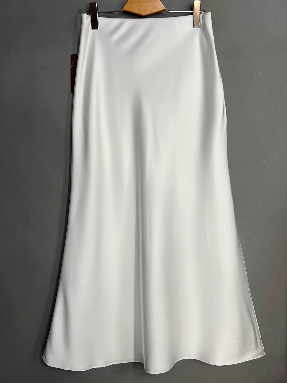 Спідниця жіноча Gritana 230 атласна королівський шовк з розрізом на резинці XL Білий (26468193) - фото 3